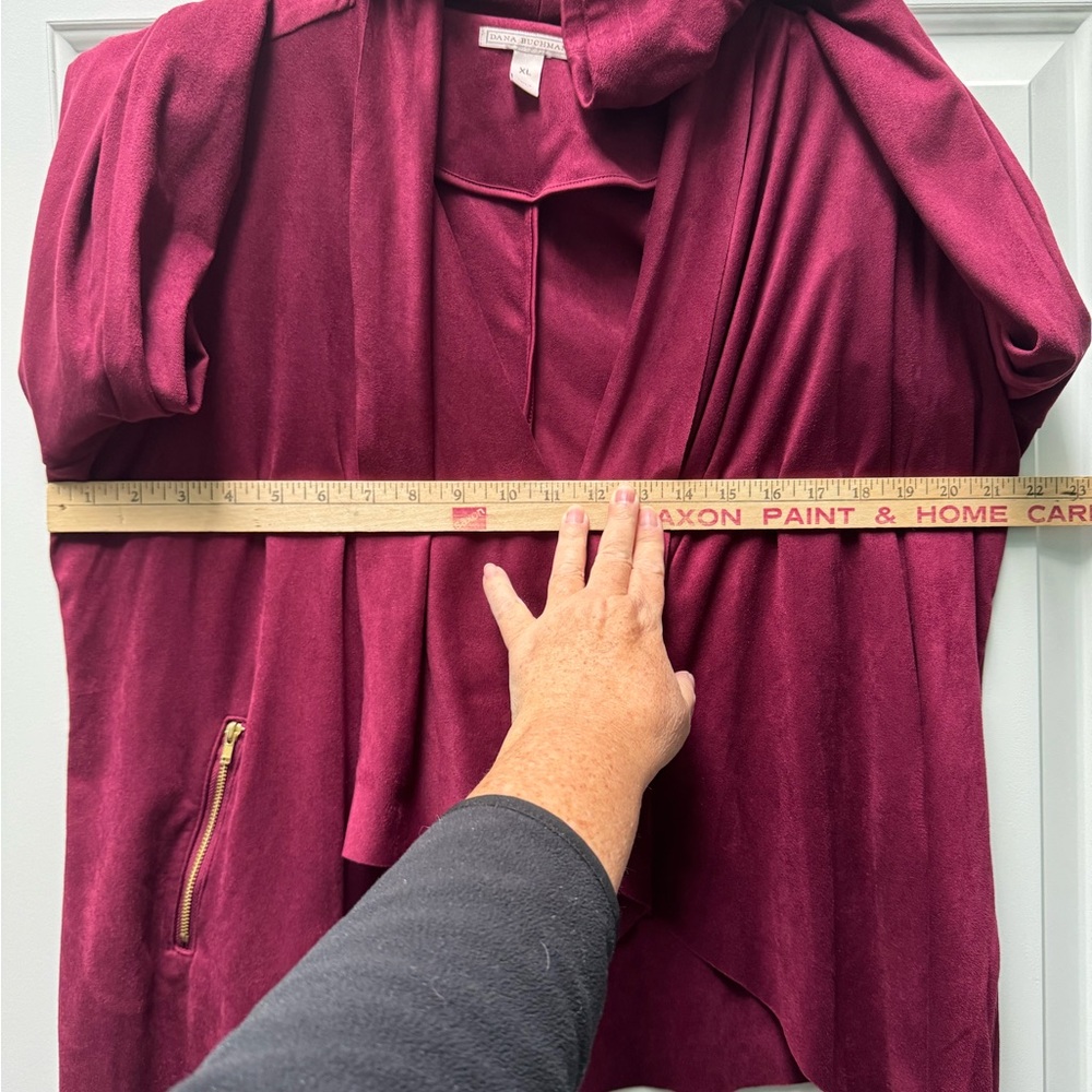 Dana Buchman Suede-feel Blazer Zippered Pockets Women's Size XL Maroon Red - Picture 10 of 11